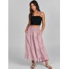 imageANRABESS Women Summer Maxi Skirt Elastic High Waist Flowy Boho Casual Tiered Aline Long Beach Skirts 2025 Trendy OutfitsPink