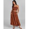 imageANRABESS Women Summer Maxi Skirt Elastic High Waist Flowy Boho Casual Tiered Aline Long Beach Skirts 2025 Trendy OutfitsRust
