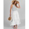 imageANRABESS Women Summer Maxi Skirt Elastic High Waist Flowy Boho Casual Tiered Aline Long Beach Skirts 2025 Trendy OutfitsWhite