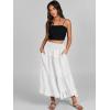 imageANRABESS Women Summer Maxi Skirt Elastic High Waist Flowy Boho Casual Tiered Aline Long Beach Skirts 2025 Trendy OutfitsWhite