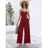 imageANRABESS Women V Neck Spaghetti Strap Wide Leg Dressy Jumpsuits 2025 Summer Casual One Piece Jumper Romper Outfits ampamp PocketsBurgundy