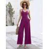 imageANRABESS Women V Neck Spaghetti Strap Wide Leg Dressy Jumpsuits 2025 Summer Casual One Piece Jumper Romper Outfits ampamp PocketsDark Purple