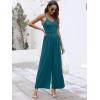 imageANRABESS Women V Neck Spaghetti Strap Wide Leg Dressy Jumpsuits 2025 Summer Casual One Piece Jumper Romper Outfits ampamp PocketsLake Green