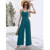 imageANRABESS Women V Neck Spaghetti Strap Wide Leg Dressy Jumpsuits 2025 Summer Casual One Piece Jumper Romper Outfits ampamp PocketsLake Green