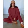 imageANRABESS Womens 2 Piece Outfits Lounge Sets Cropped Sweatshirt ampamp Joggers Fashion Sweatsuit Sweat Set 2025 Fall TravelWine Red