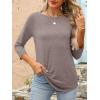 imageANRABESS Womens 34 Length Sleeve Tops 2025 Summer Tee TShirts Boat Neck Tunic Travel Basic Blouses Fall Fashion ClothesLight Coffee