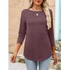 imageANRABESS Womens 34 Length Sleeve Tops 2025 Summer Tee TShirts Boat Neck Tunic Travel Basic Blouses Fall Fashion ClothesMaroon