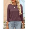 imageANRABESS Womens 34 Length Sleeve Tops 2025 Summer Tee TShirts Boat Neck Tunic Travel Basic Blouses Fall Fashion ClothesMaroon