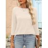 imageANRABESS Womens 34 Length Sleeve Tops 2025 Summer Tee TShirts Boat Neck Tunic Travel Basic Blouses Fall Fashion ClothesParchment