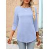 imageANRABESS Womens 34 Length Sleeve Tops 2025 Summer Tee TShirts Boat Neck Tunic Travel Basic Blouses Fall Fashion ClothesSky Blue