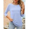 imageANRABESS Womens 34 Length Sleeve Tops 2025 Summer Tee TShirts Boat Neck Tunic Travel Basic Blouses Fall Fashion ClothesSky Blue