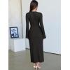 imageANRABESS Womens Bodycon Maxi Dress 2025 Fall Casual Flare Sleeve Crewneck Lounge Comfy Sexy Ribbed Knit Long Sweater DressBlack