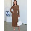 imageANRABESS Womens Bodycon Maxi Dress 2025 Fall Casual Flare Sleeve Crewneck Lounge Comfy Sexy Ribbed Knit Long Sweater DressBrown
