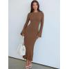 imageANRABESS Womens Bodycon Maxi Dress 2025 Fall Casual Flare Sleeve Crewneck Lounge Comfy Sexy Ribbed Knit Long Sweater DressBrown