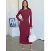 imageANRABESS Womens Bodycon Maxi Dress 2025 Fall Casual Flare Sleeve Crewneck Lounge Comfy Sexy Ribbed Knit Long Sweater DressBurgundy