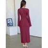 imageANRABESS Womens Bodycon Maxi Dress 2025 Fall Casual Flare Sleeve Crewneck Lounge Comfy Sexy Ribbed Knit Long Sweater DressBurgundy