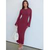 imageANRABESS Womens Bodycon Maxi Dress 2025 Fall Casual Flare Sleeve Crewneck Lounge Comfy Sexy Ribbed Knit Long Sweater DressBurgundy