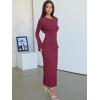 imageANRABESS Womens Bodycon Maxi Dress 2025 Fall Casual Flare Sleeve Crewneck Lounge Comfy Sexy Ribbed Knit Long Sweater DressBurgundy