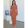 imageANRABESS Womens Bodycon Maxi Dress 2025 Fall Casual Flare Sleeve Crewneck Lounge Comfy Sexy Ribbed Knit Long Sweater DressBurnt Orange