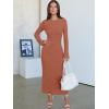 imageANRABESS Womens Bodycon Maxi Dress 2025 Fall Casual Flare Sleeve Crewneck Lounge Comfy Sexy Ribbed Knit Long Sweater DressBurnt Orange