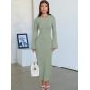 imageANRABESS Womens Bodycon Maxi Dress 2025 Fall Casual Flare Sleeve Crewneck Lounge Comfy Sexy Ribbed Knit Long Sweater DressOlive