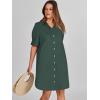 imageANRABESS Womens Button Down Shirt Dress Summer Short Sleeve Business Casual Shift Dresses with Pockets 2025 TrendyArmy Green