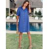 imageANRABESS Womens Button Down Shirt Dress Summer Short Sleeve Business Casual Shift Dresses with Pockets 2025 TrendyDeep Blue