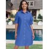 imageANRABESS Womens Button Down Shirt Dress Summer Short Sleeve Business Casual Shift Dresses with Pockets 2025 TrendyDeep Blue