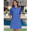 imageANRABESS Womens Button Down Shirt Dress Summer Short Sleeve Business Casual Shift Dresses with Pockets 2025 TrendyDeep Blue
