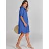 imageANRABESS Womens Button Down Shirt Dress Summer Short Sleeve Business Casual Shift Dresses with Pockets 2025 TrendyDeep Blue