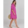 imageANRABESS Womens Button Down Shirt Dress Summer Short Sleeve Business Casual Shift Dresses with Pockets 2025 TrendyHot Pink