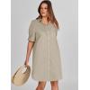 imageANRABESS Womens Button Down Shirt Dress Summer Short Sleeve Business Casual Shift Dresses with Pockets 2025 TrendyKhaki