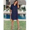 imageANRABESS Womens Button Down Shirt Dress Summer Short Sleeve Business Casual Shift Dresses with Pockets 2025 TrendyNavy Blue