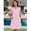 imageANRABESS Womens Button Down Shirt Dress Summer Short Sleeve Business Casual Shift Dresses with Pockets 2025 TrendyPink