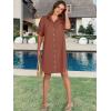 imageANRABESS Womens Button Down Shirt Dress Summer Short Sleeve Business Casual Shift Dresses with Pockets 2025 TrendyRed Brown