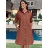 imageANRABESS Womens Button Down Shirt Dress Summer Short Sleeve Business Casual Shift Dresses with Pockets 2025 TrendyRed Brown