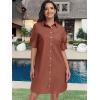 imageANRABESS Womens Button Down Shirt Dress Summer Short Sleeve Business Casual Shift Dresses with Pockets 2025 TrendyRed Brown