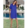 imageANRABESS Womens Button Down Shirt Dress Summer Short Sleeve Business Casual Shift Dresses with Pockets 2025 TrendyRoyal Blue
