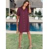 imageANRABESS Womens Button Down Shirt Dress Summer Short Sleeve Business Casual Shift Dresses with Pockets 2025 TrendyWine Red