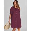 imageANRABESS Womens Button Down Shirt Dress Summer Short Sleeve Business Casual Shift Dresses with Pockets 2025 TrendyWine Red