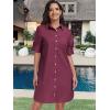 imageANRABESS Womens Button Down Shirt Dress Summer Short Sleeve Business Casual Shift Dresses with Pockets 2025 TrendyWine Red