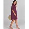 imageANRABESS Womens Button Down Shirt Dress Summer Short Sleeve Business Casual Shift Dresses with Pockets 2025 TrendyWine Red