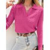 imageANRABESS Womens Cable Knit Sweaters Long Sleeve V Neck Sweater Tops Casual Pullover Polo Shirts 2025 Fall Fashion OutfitsHot Pink