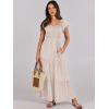 imageANRABESS Womens Casual Summer Maxi Dress Flutter Short Sleeve Scoop Neck Smocked A Line Flowy Beach Vacation Long DressesBeige Floral