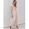 imageANRABESS Womens Casual Summer Maxi Dress Flutter Short Sleeve Scoop Neck Smocked A Line Flowy Beach Vacation Long DressesBeige Floral