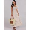 imageANRABESS Womens Casual Summer Maxi Dress Flutter Short Sleeve Scoop Neck Smocked A Line Flowy Beach Vacation Long DressesBeige Floral