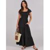 imageANRABESS Womens Casual Summer Maxi Dress Flutter Short Sleeve Scoop Neck Smocked A Line Flowy Beach Vacation Long DressesBlack
