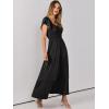 imageANRABESS Womens Casual Summer Maxi Dress Flutter Short Sleeve Scoop Neck Smocked A Line Flowy Beach Vacation Long DressesBlack