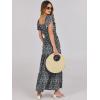 imageANRABESS Womens Casual Summer Maxi Dress Flutter Short Sleeve Scoop Neck Smocked A Line Flowy Beach Vacation Long DressesBlack Floral