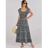 imageANRABESS Womens Casual Summer Maxi Dress Flutter Short Sleeve Scoop Neck Smocked A Line Flowy Beach Vacation Long DressesBlack Floral